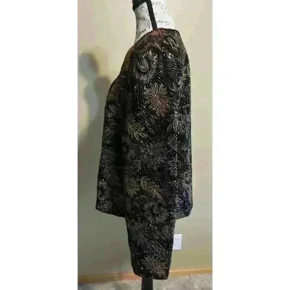 VTG Blazer Jacket 16 Black Silver Gold Sparkles Shimmer Norton McNaughton 1980s - Picture 6 of 10